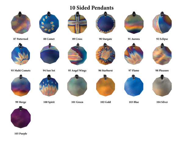 10 Sided Tesla Pendant Colours